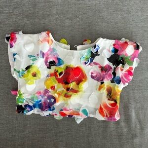 Vibrant Floral Kids Blouse - Crop